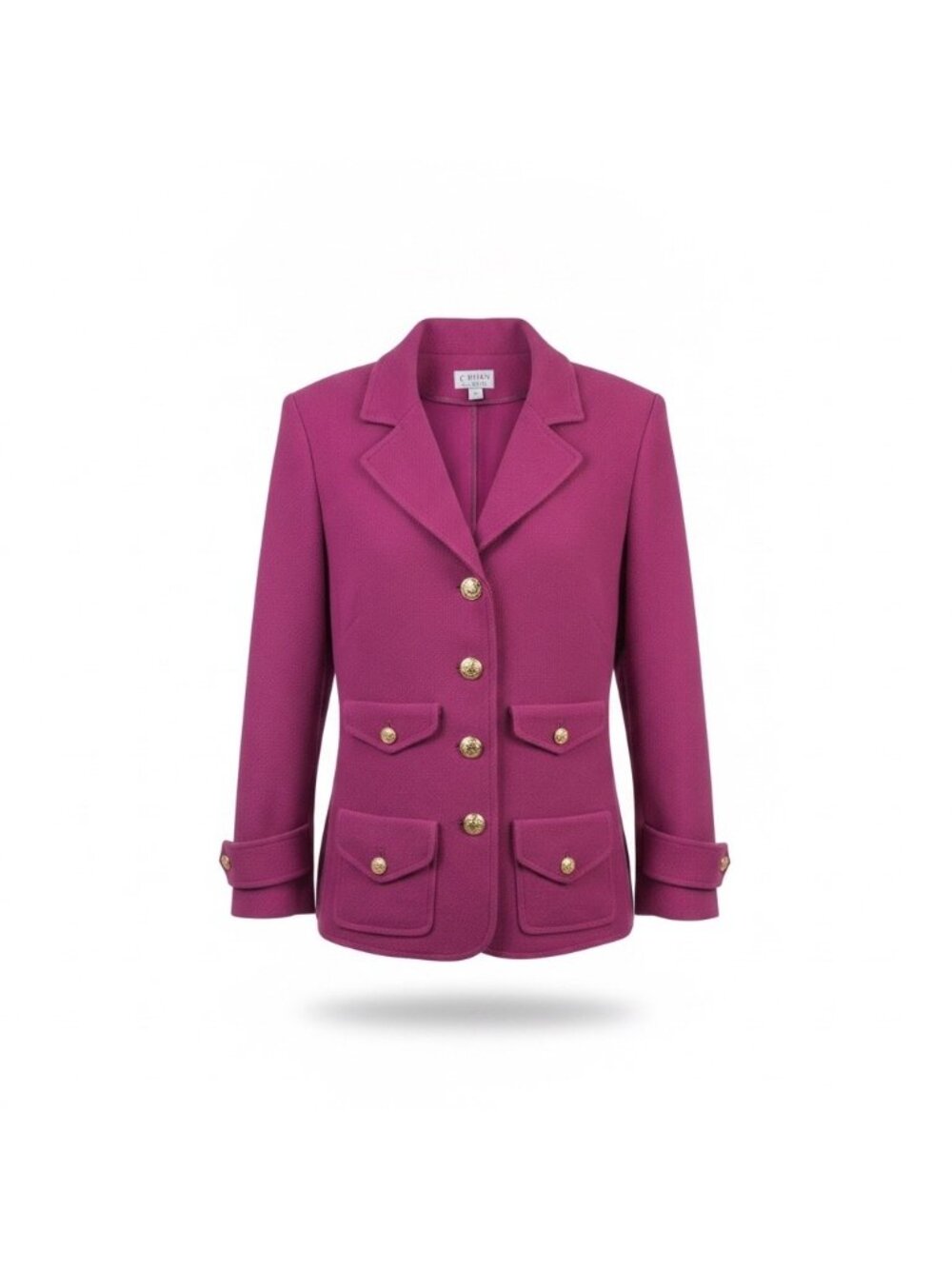 Joan Rivers Womens Pink Buttoned Blazer With Gold Accents Size L